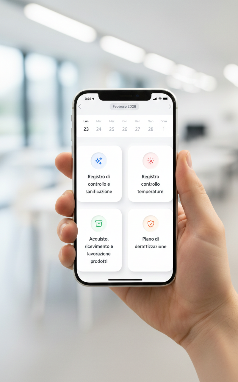 Vista unificata del controllo HACCP: calendario e registri